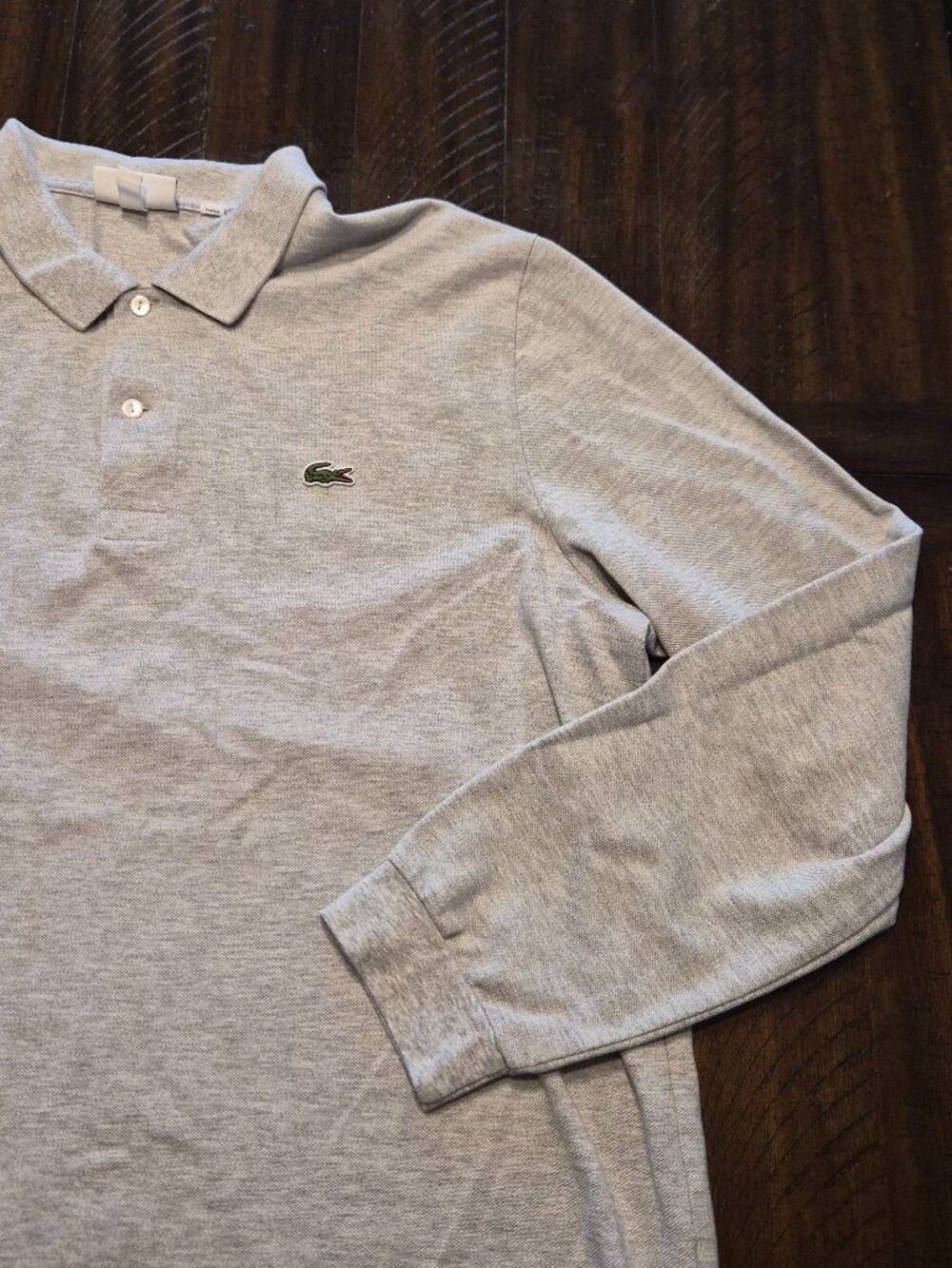 Lacoste Polo Shirt Mens 6 XL Grey Crocodile Knit Pique Prep Classic H095